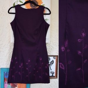 90s dark purple iridescent glitter floral mini dress (XS)